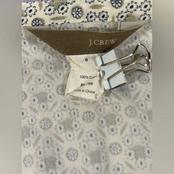 J Crew Blue Green Ditsy Print Cotton Casual Minimalist Ruffle Hem Mini Skirt 6 - Picture 8 of 8